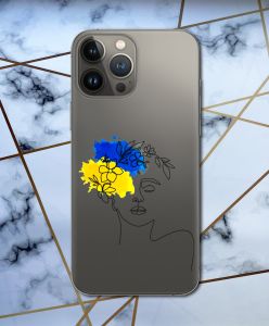 Прозорий чохол для Apple iPhone 13 Pro з об'ємним друком "Українка Арт" принт 3