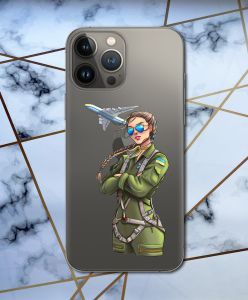 Прозорий чохол для Apple iPhone 13 Pro з об'ємним друком "Дівчина-пілот" принт 6