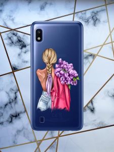 Чохол для Samsung Galaxy А10 (2019) А105 з об'ємним друком "Дівчина з бузком" принт 7