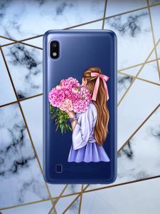 Чохол для Samsung Galaxy А10 (2019) А105 з об'ємним друком "Дівчина з півоніями" принт 11