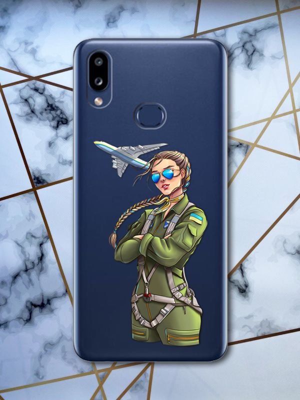 Прозорий чохол для Samsung Galaxy А10s / A107 з об'ємним друком "Дівчина-пілот" принт 6