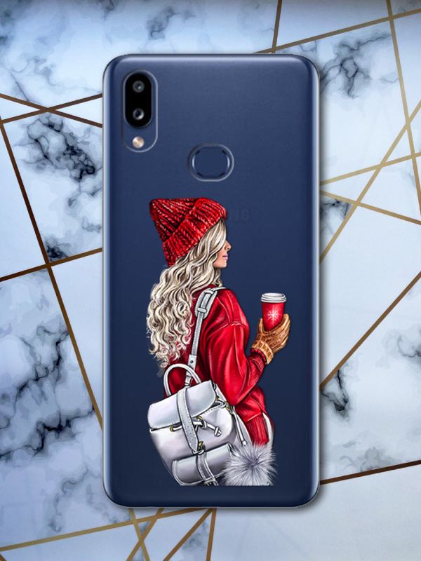 Прозорий чохол для Samsung Galaxy А10s / A107 з об'ємним друком "Дівчина з рюкзаком" принт 9