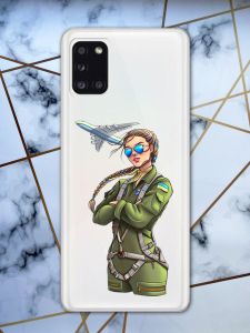 Чохол для Samsung A31 з об'ємним друком "Дівчина-пілот" принт 6