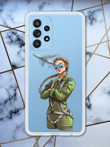 Прозорий чохол для Samsung Galaxy A52 з об'ємним друком "Дівчина-пілот" принт 6