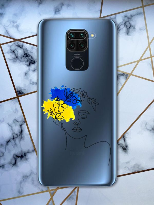 Прозорий чохол для Xiaomi Redmi Note 9 з об'ємним друком "Українка Арт" принт 3