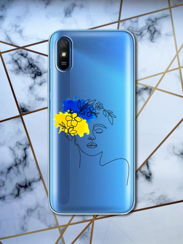 Прозорий чохол для Xiaomi Redmi 9A з об'ємним друком "Українка Арт" принт 3