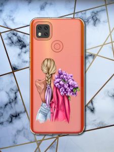 Прозорий чохол для Xiaomi Redmi 9C з об'ємним друком "Дівчина з бузком" принт 7