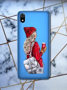 Прозорий чохол для Xiaomi Redmi 7A з об'ємним друком "Дівчина з рюкзаком" принт 9