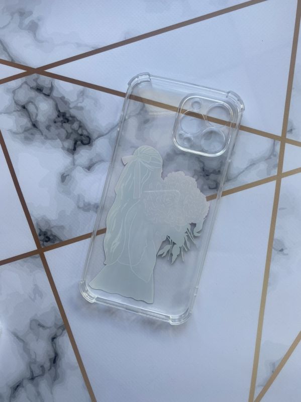 Чохол з потовщеними кутами для  Apple iPhone 13 Pro Max з об'ємним друком "Дівчина з півоніями" принт 11