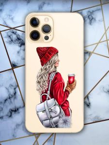 Прозорий чохол для iPhone 12 Pro Max з об'ємним друком "Дівчина з рюкзаком" принт 9