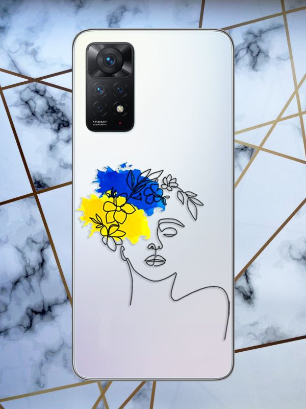 Прозорий чохол для Xiaomi Redmi Note 11 5G з об'ємним друком "Українка Арт" принт 3