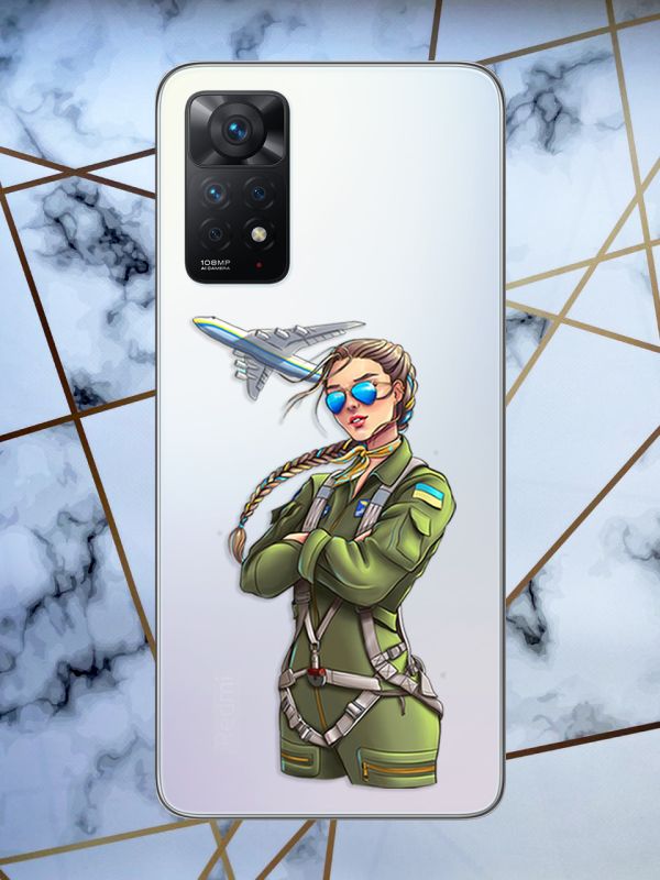 Прозорий чохол для Xiaomi Redmi Note 11 5G з об'ємним друком "Дівчина-пілот" принт 6