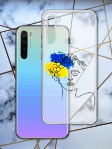 Прозорий чохол для Xiaomi Redmi Note 8T з об'ємним друком "Українка Арт" принт 3