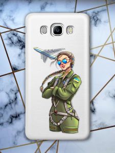 Прозорий чохол для SAMSUNG Galaxy J7(2016) J710 з об'ємним друком "Дівчина-пілот" принт 6