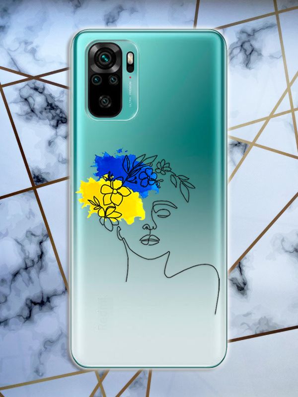 Прозорий чохол для Xiaomi Redmi Note 10 / Note 10s з об'ємним друком "Українка Арт" принт 3