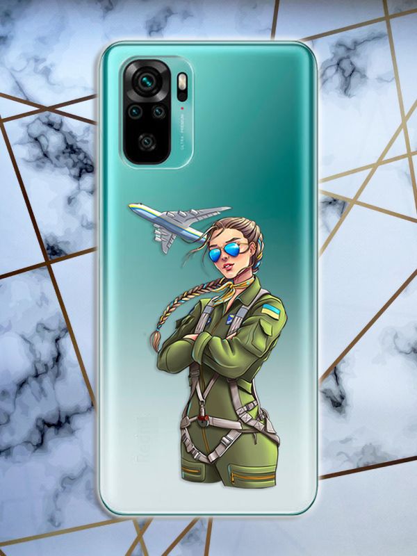 Прозорий чохол для Xiaomi Redmi Note 10 / Note 10s з об'ємним друком "Дівчина-пілот" принт 6