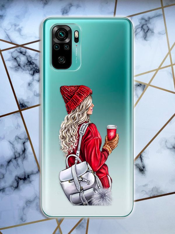 Прозорий чохол для Xiaomi Redmi Note 10 / Note 10s з об'ємним друком "Дівчина з рюкзаком" принт 9