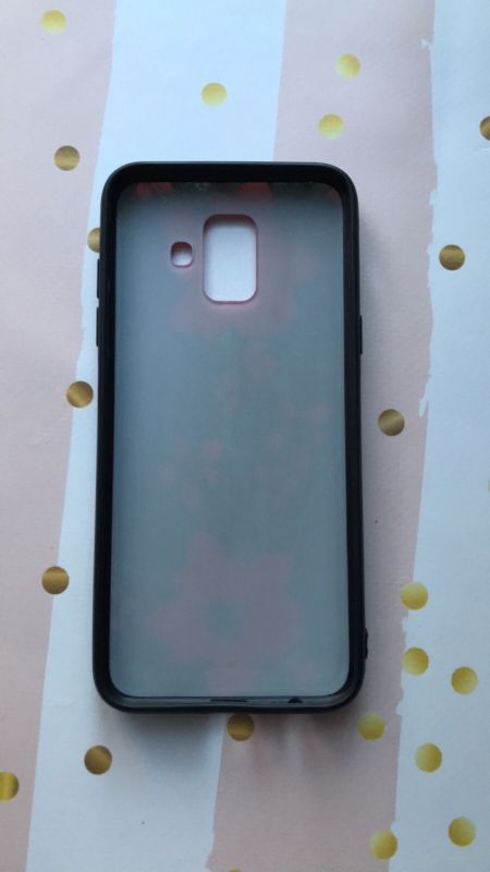 Силиконовий чохол, прикрашені камінням, для Samsung Galaxy A6 (2018) / A600F Червоні квіти на чорному