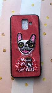 Силиконовий чохол, прикрашений рисунком на тканини, для Samsung Galaxy A6 (2018) / A600F Собака з кави