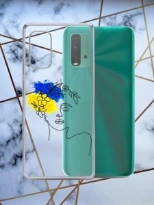 Прозорий чохол для Xiaomi Redmi 9T з об'ємним друком "Українка Арт" принт 3