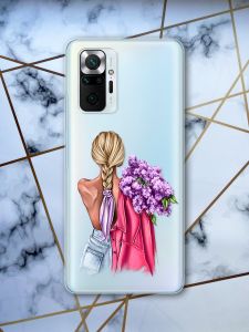 Прозорий чохол на Xiaomi Redmi Note 10 Pro/10 Pro Max :: Дівчина з бузком (принт 7)
