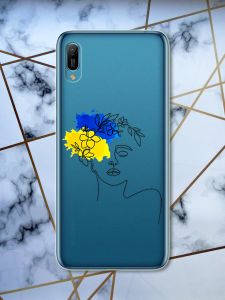 Прозорий чохол для Huawei Y6 2019 / Y6 prime 2019 з об'ємним друком "Українка Арт" принт 3