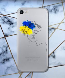 Прозорий чохол для iPhone SE 2020 з об'ємним друком "Українка Арт" принт 3