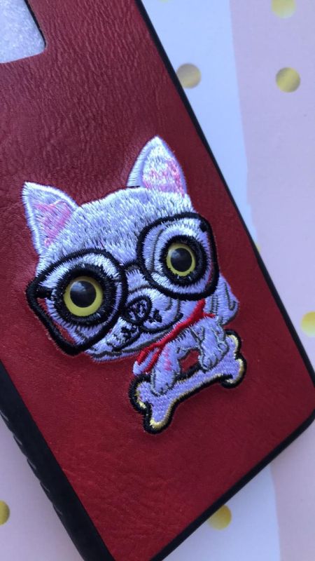 Силіконовий чохол, прикрашений малюнком на тканині, для Samsung Galaxy J8 (2018) Собака в окулярах