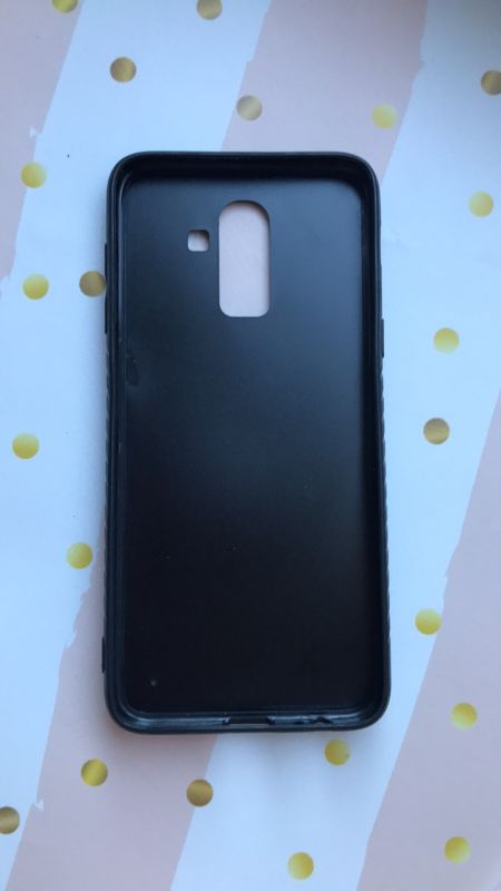 Силіконовий чохол, прикрашений малюнком на тканині, для Samsung Galaxy J8 (2018) Кіт на чорному фоні