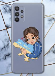 Прозорий чохол для Samsung Galaxy A32 з об'ємним друком "Моя Україна" принт 2