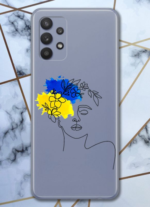 Прозорий чохол для Samsung Galaxy A32 з об'ємним друком "Українка Арт" принт 3