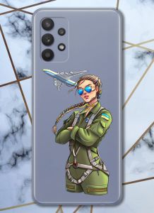 Прозорий чохол для Samsung Galaxy A32 з об'ємним друком "Дівчина-пілот" принт 6