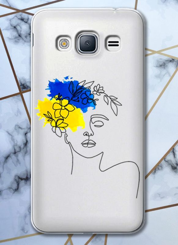 Прозорий чохол для Samsung Galaxy J3 2016 J310 з об'ємним друком "Українка Арт" принт 3