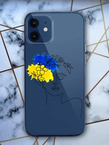 Прозорий чохол для iPhone 12 mini з об'ємним друком "Українка Арт" принт 3