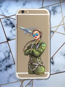 Прозорий чохол на iPhone 6/6s :: Дівчина-пілот (принт 6)
