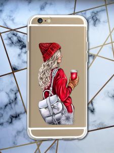 Прозорий чохол на iPhone 6/6s :: Дівчина з рюкзаком (принт 9)
