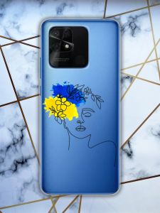 Прозорий чохол для Xiaomi Redmi 10C з патріотичним дизайном "Українка Арт" принт 3