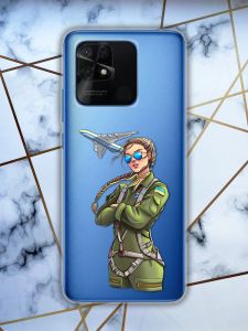 Прозорий чохол для Xiaomi Redmi 10C з патріотичним дизайном "Дівчина-пілот" принт 6
