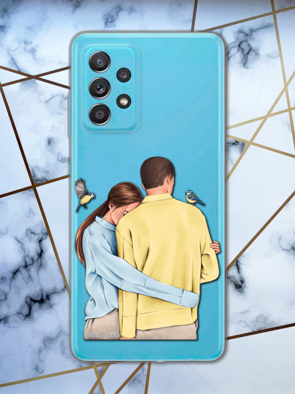 Прозорий чохол для Samsung Galaxy A52 з патріотичним дизайном "Українська пара" принт 14
