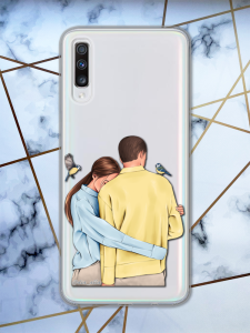 Прозорий чохол для Samsung Galaxy A70 (2019) / A705 з патріотичним дизайном "Українська пара" принт 14