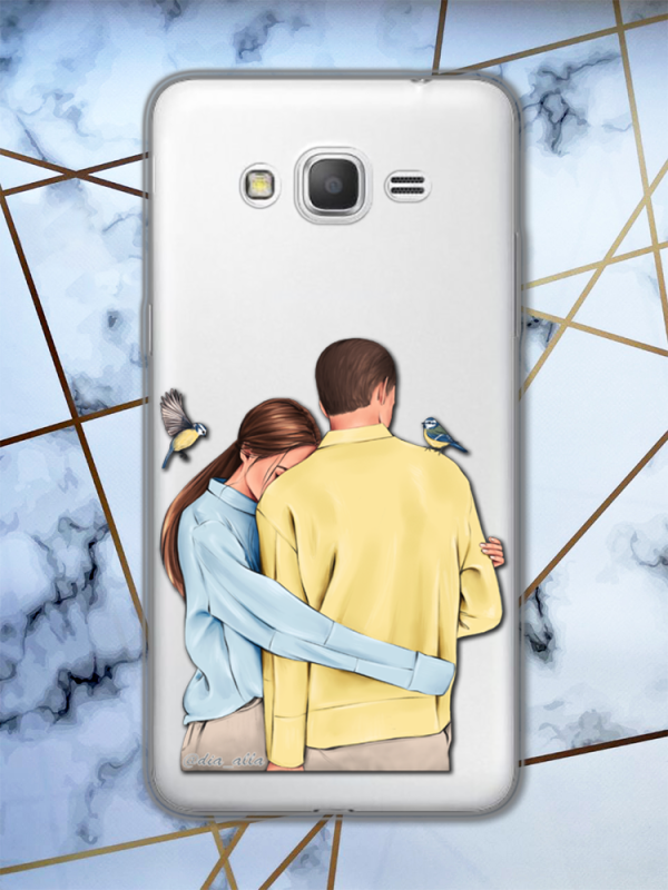 Прозорий чохол для Samsung Galaxy G530 / Grand Prime з патріотичним дизайном "Українська пара" принт 14