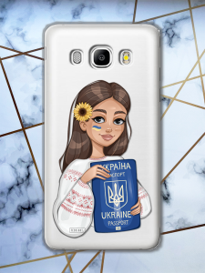 Прозорий чохол для Samsung Galaxy J5(2016) J510 з патріотичним дизайном "Дівчина з паспортом" принт 12
