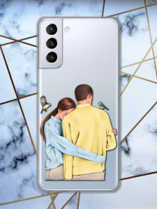 Прозорий чохол для Samsung Galaxy S21 (G991) з патріотичним дизайном "Українська пара" принт 14