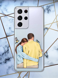 Прозорий чохол для Samsung Galaxy S21 Ultra з патріотичним дизайном "Українська пара" принт 14