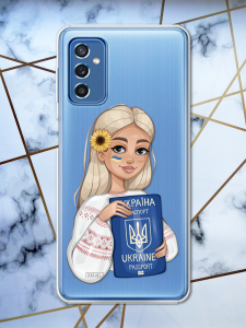Прозорий чохол для Samsung Galaxy M52 з патріотичним дизайном "Дівчина з паспортом" принт 13