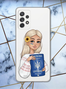 Прозорий чохол для Samsung Galaxy A73 5G з патріотичним дизайном "Дівчина з паспортом" принт 13