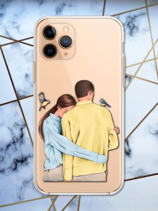 Прозорий чохол для iPhone 12 / 12 Pro з патріотичним дизайном "Українська пара" принт 14