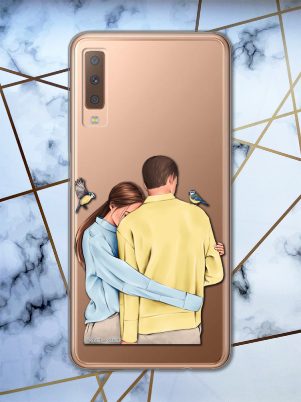 Прозорий чохол для Samsung Galaxy A7(2018) A750 з патріотичним дизайном "Українська пара" принт 14