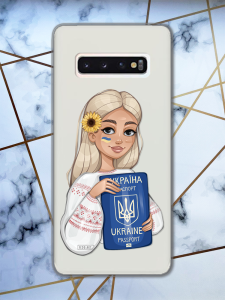 Прозорий чохол для Samsung Galaxy S10 з патріотичним дизайном "Дівчина з паспортом" принт 13