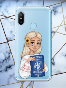 Прозорий чохол для Xiaomi Redmi 6 Pro з патріотичним дизайном "Дівчина з паспортом" принт 13